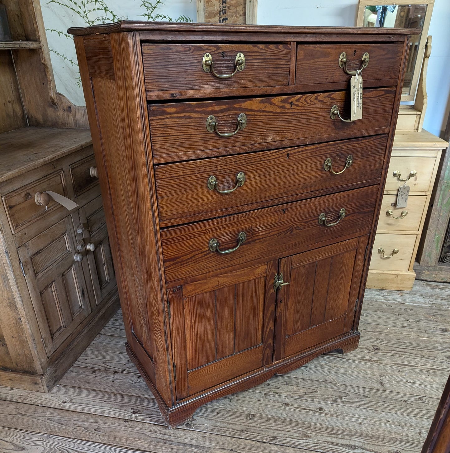 Old Pitch Pine Chest of Drawers