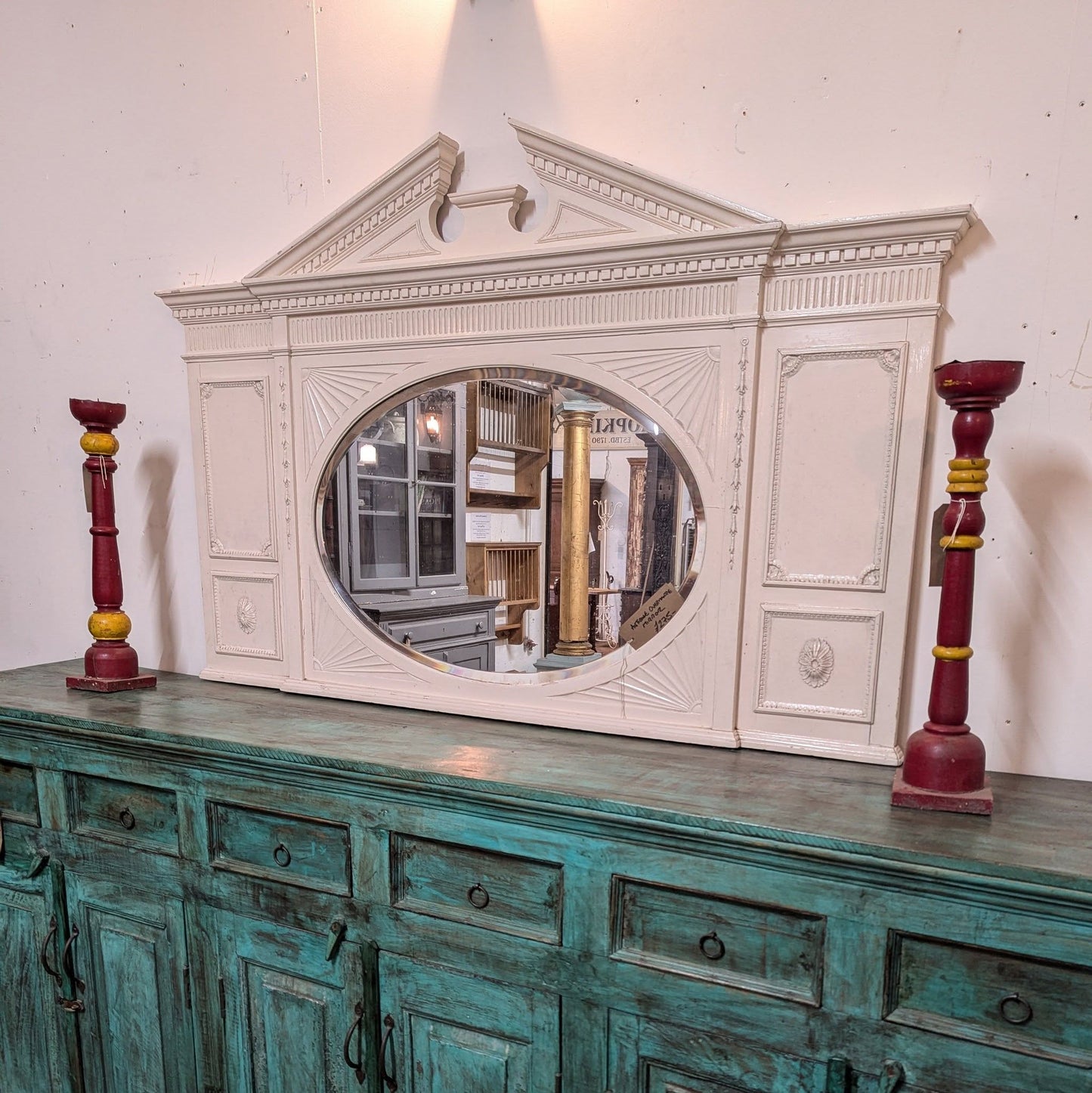 Grand White Overmantle Mirror