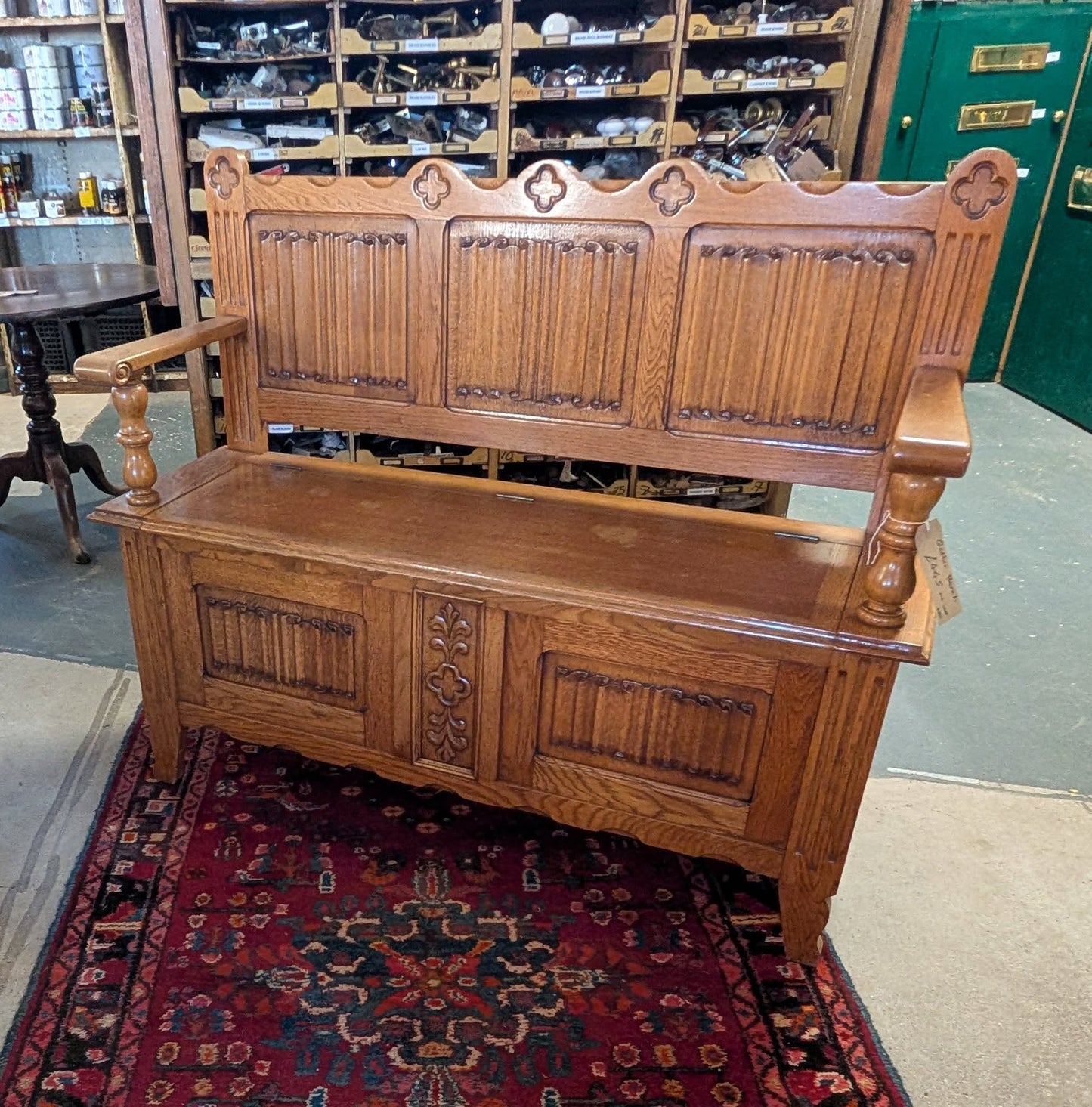 Heavily Carved Oak Settle