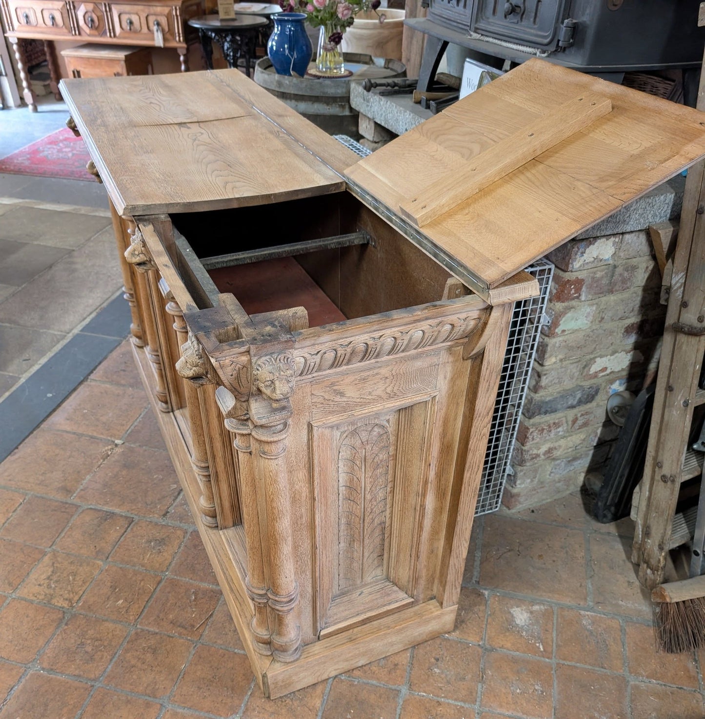 Heavily Carved Oak Counter