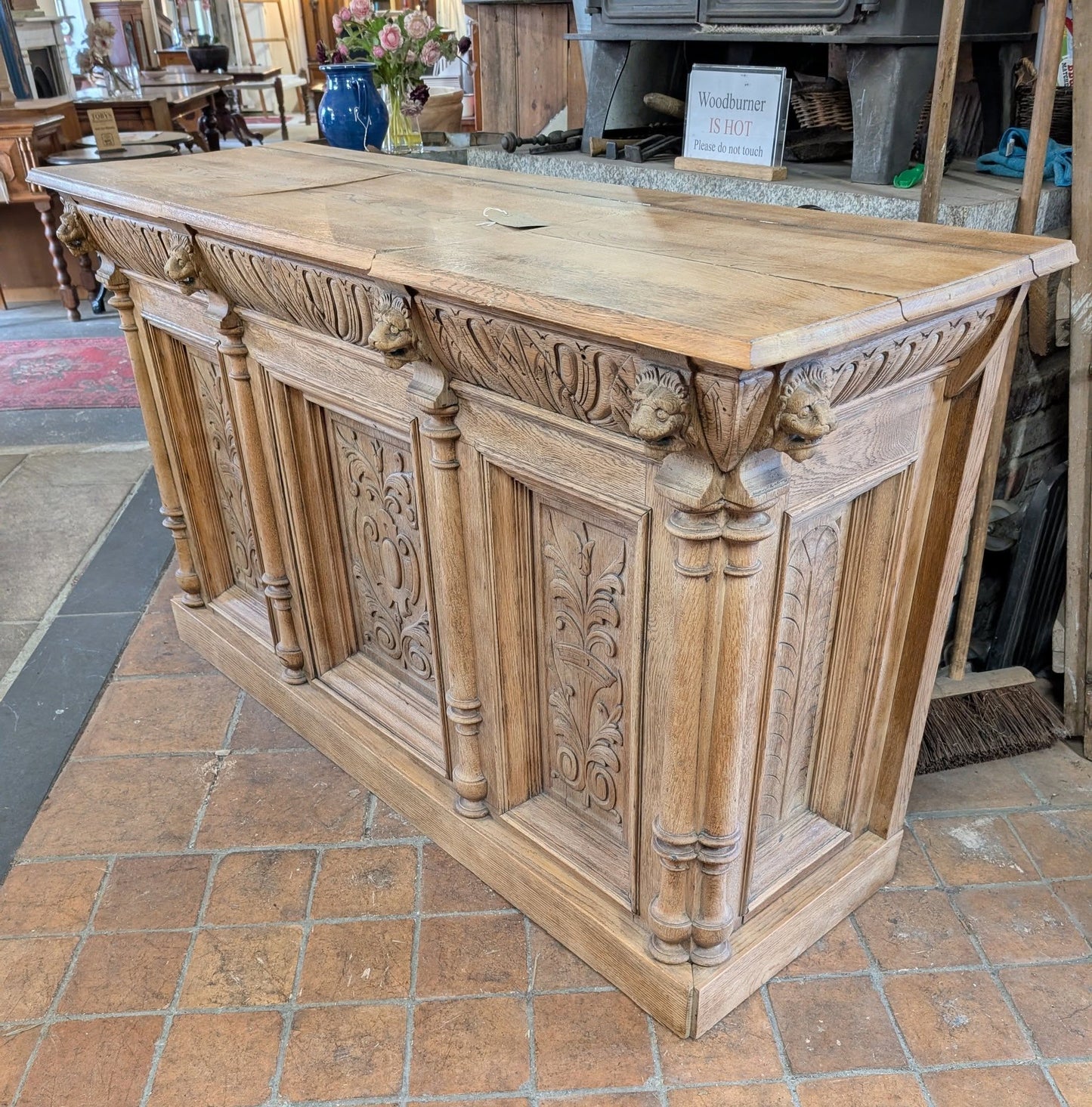 Heavily Carved Oak Counter