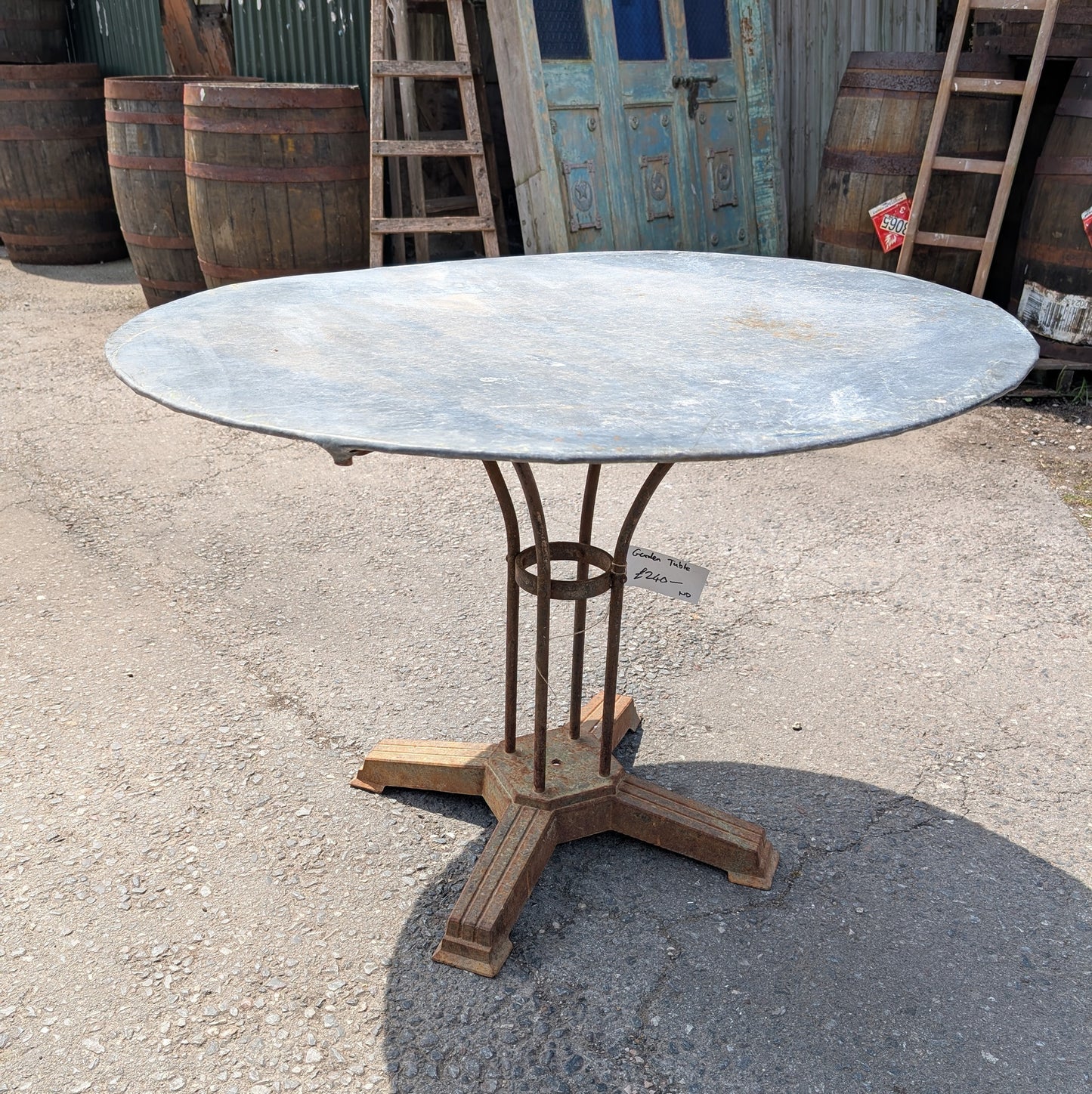 Early 20th Century Zinc Top Garden Table