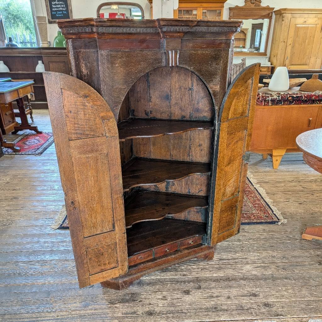 Floorstanding 19th Century Oak Corner Cupboard