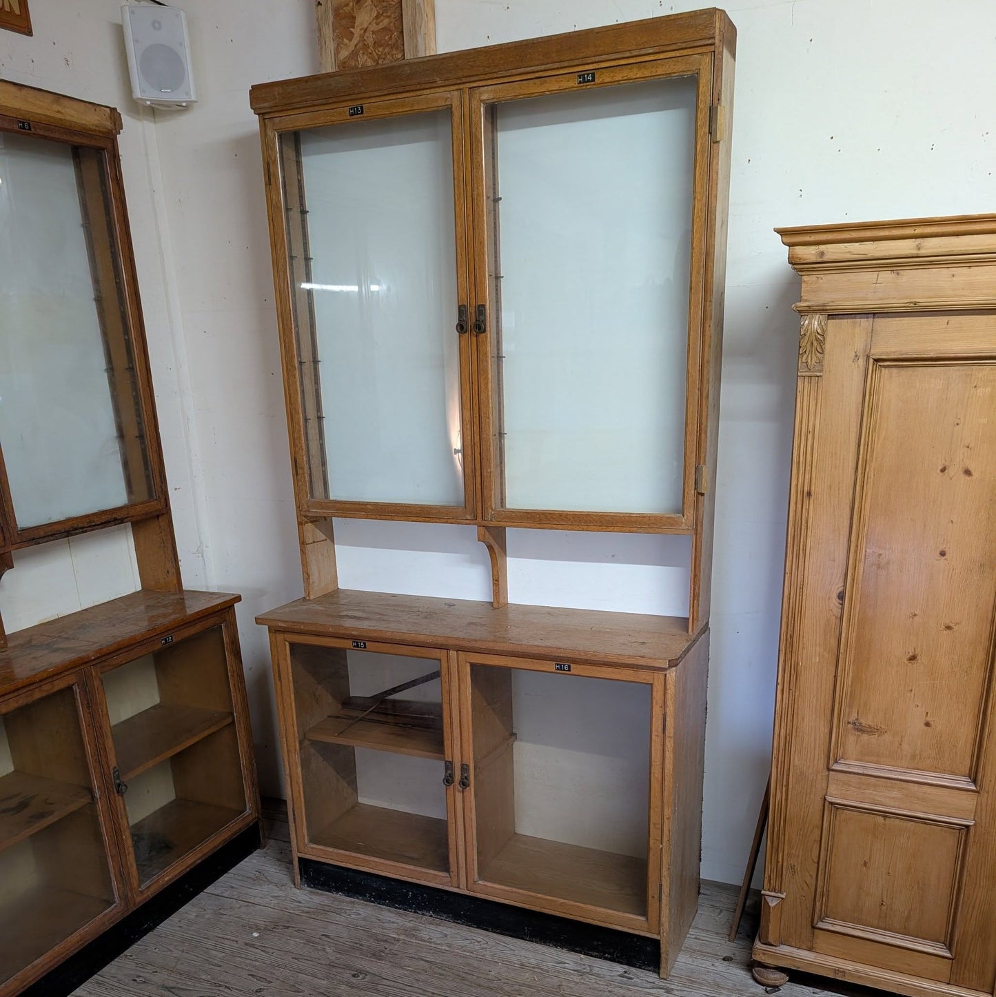 Mid Century Glazed Double Cupboard