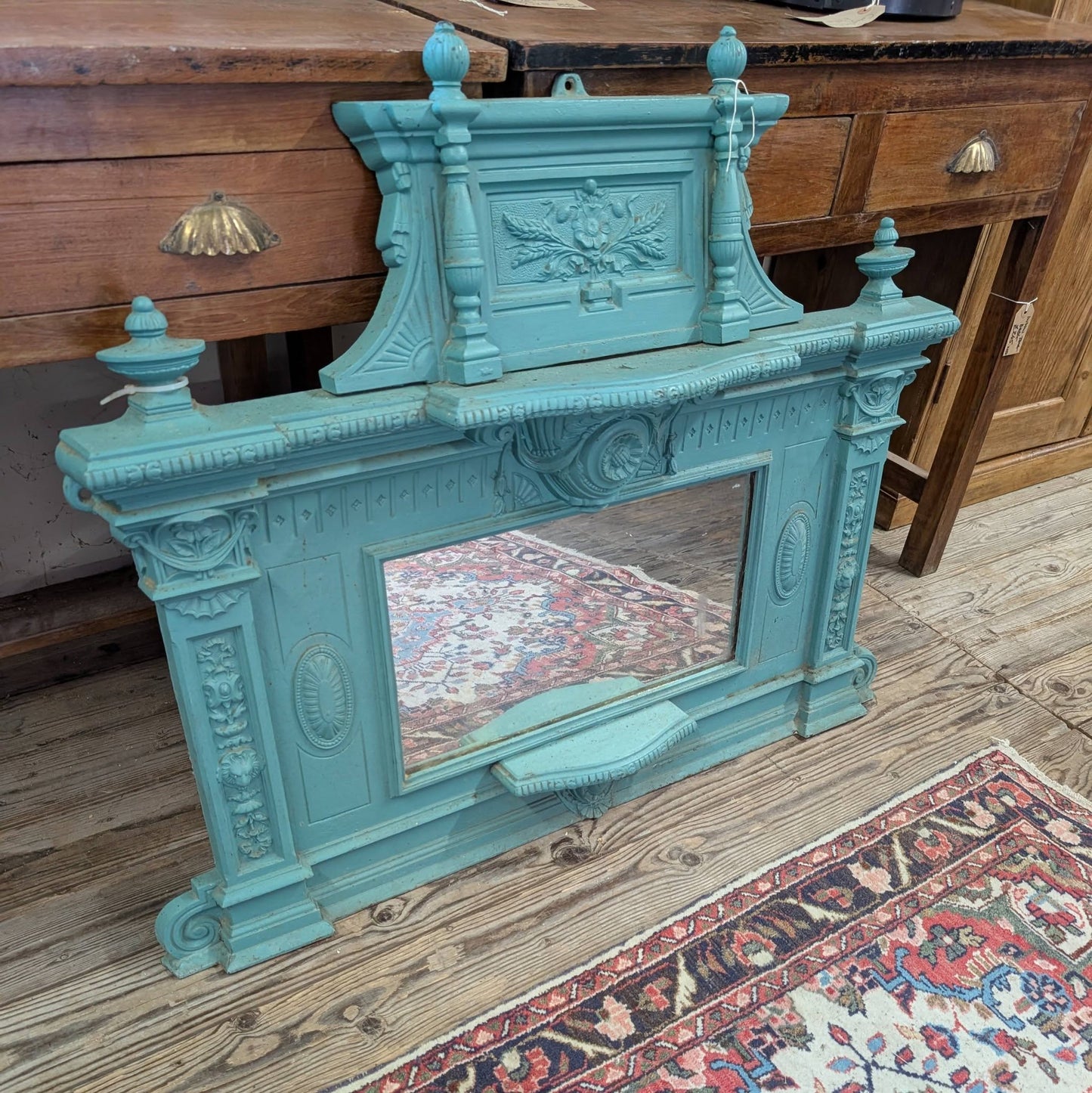 Small Cast Iron Overmantle Mirror