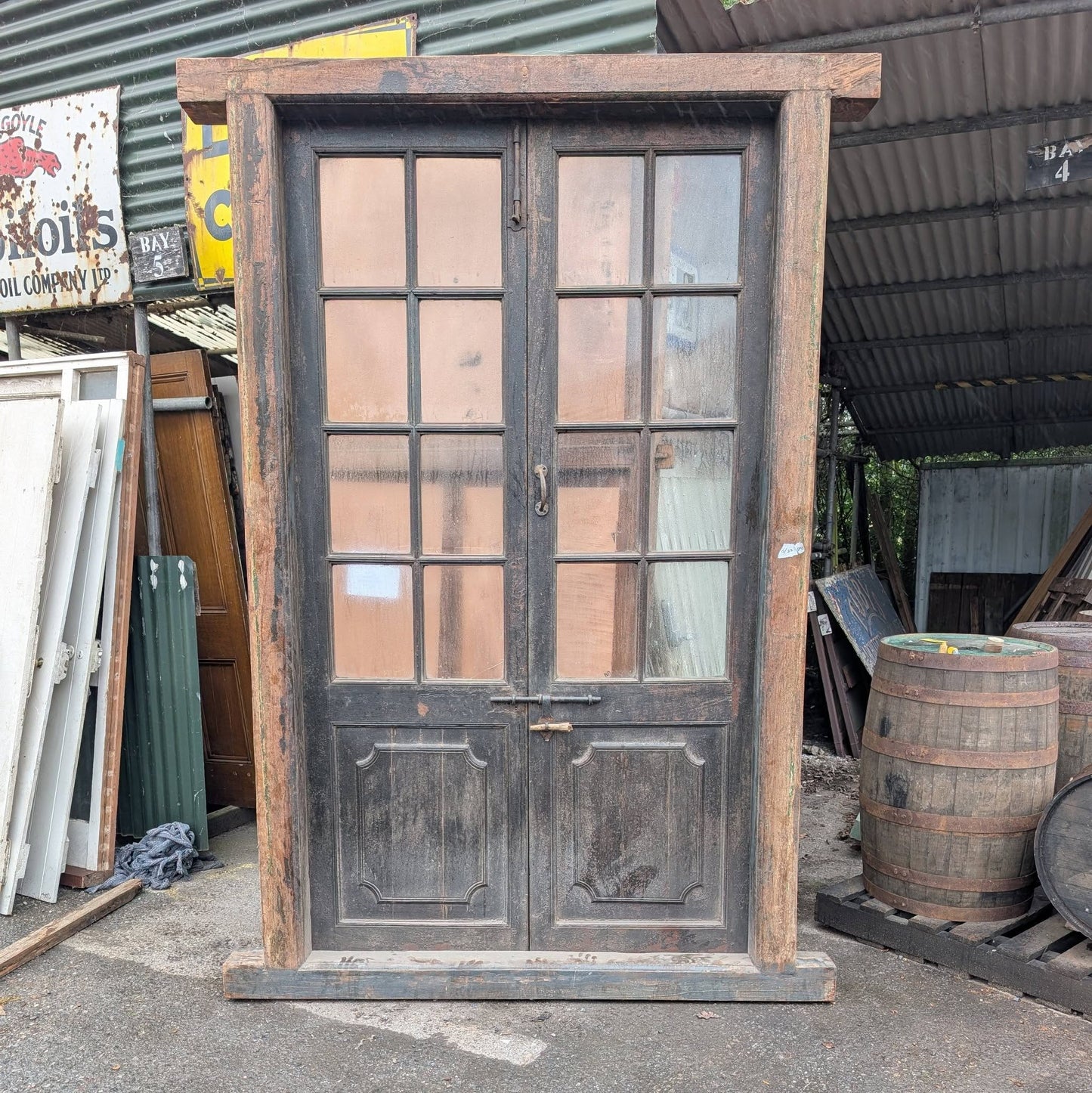 Set of Large Glazed Hardwood Doors