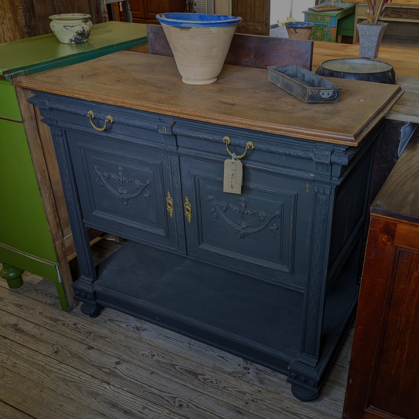 Regency Style Dark Grey Painted Sideboard