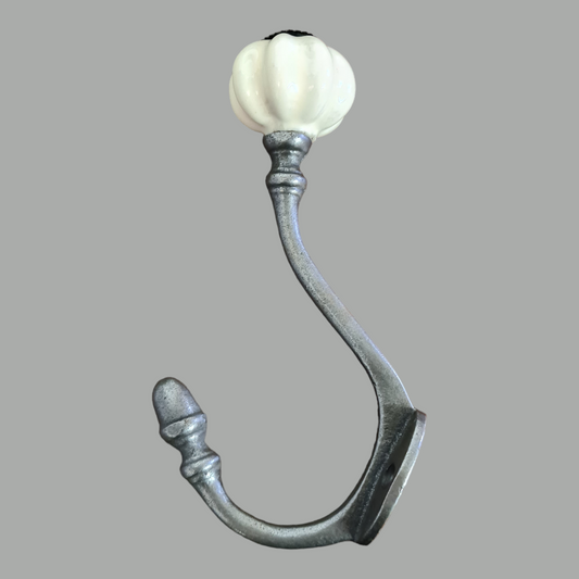 Off-White Ceramic Shell Tipped Coat Hook 150mm
