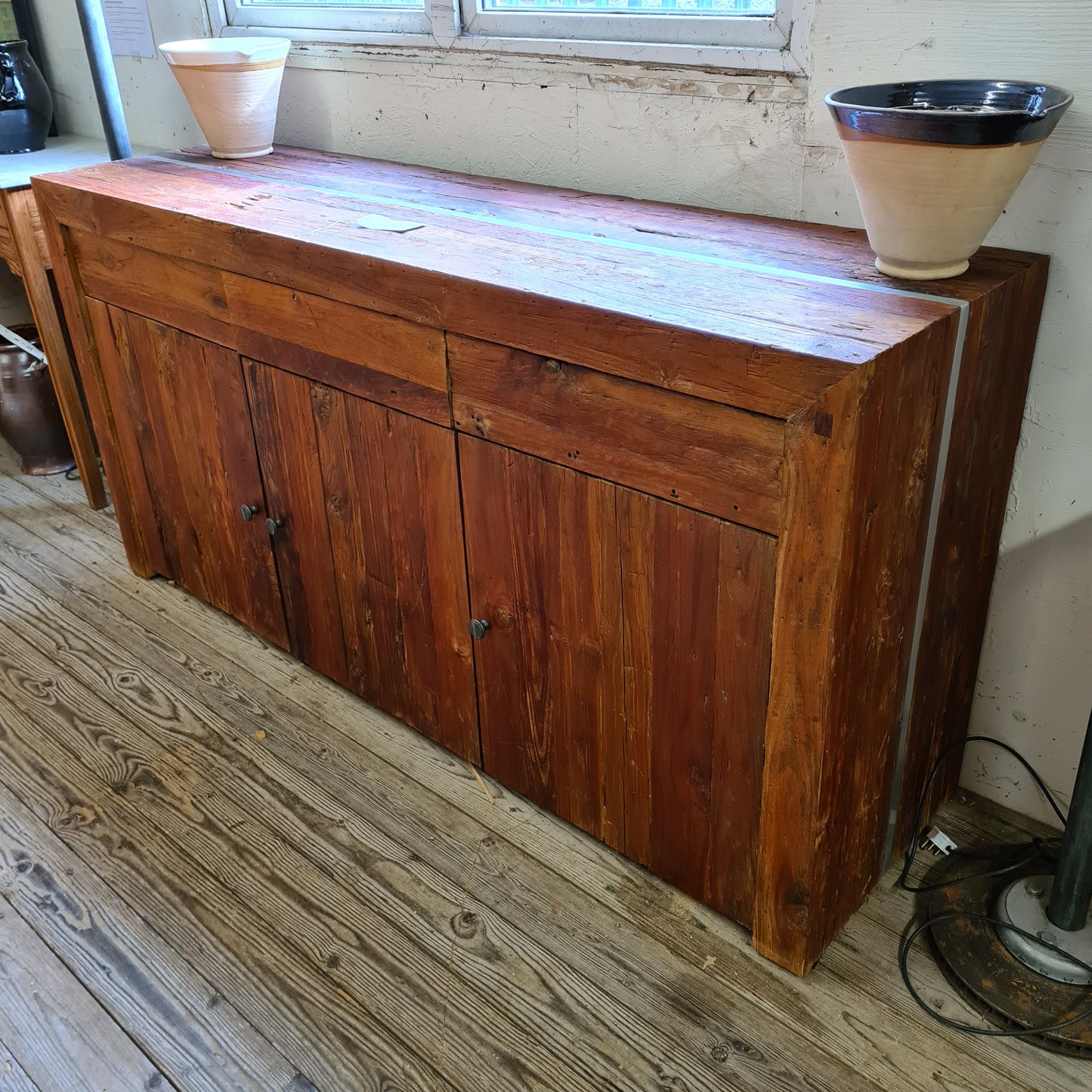 Large Rustic Teak Sideboard