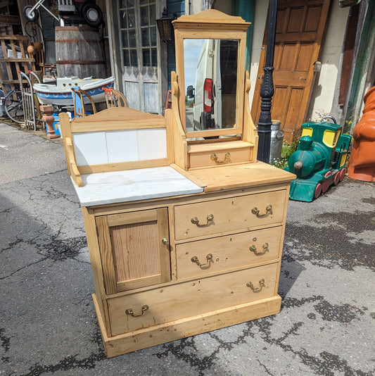 Pine Marble Top Dressing Table