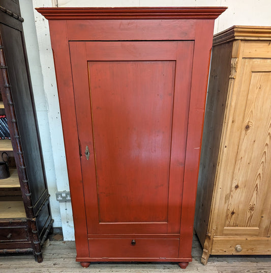 Red Painted Linen Cupboard