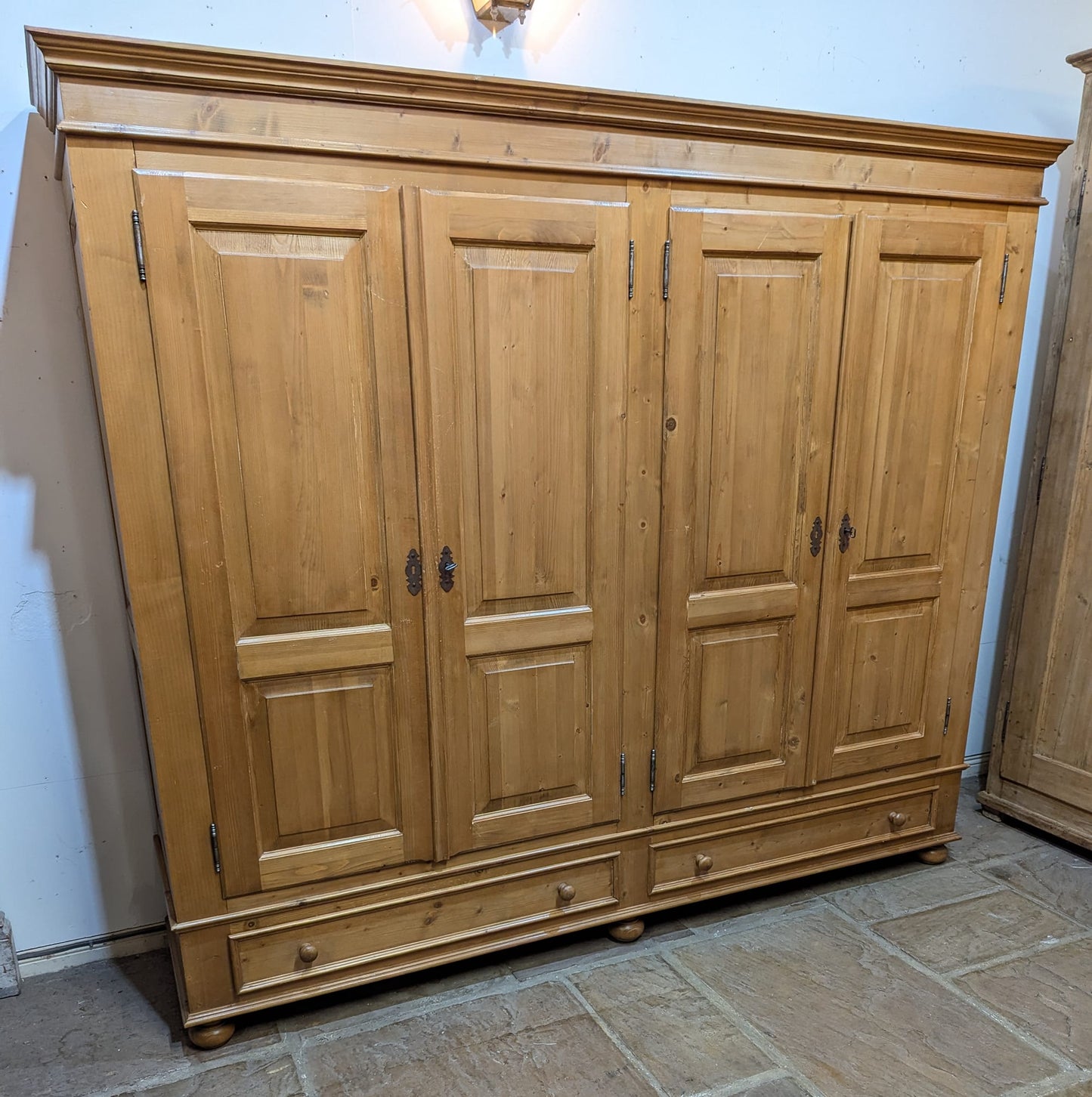 Massive 4 Door Pine Wardrobe