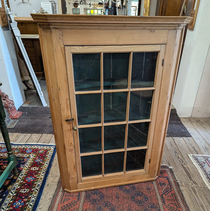 Waxed Pine Corner Wall Cabinet