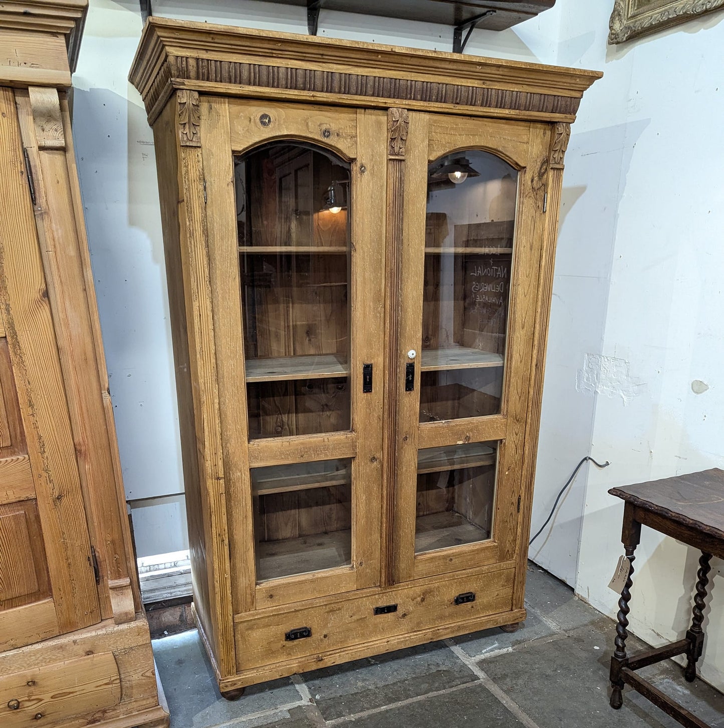 Waxed Pine Display Cabinet