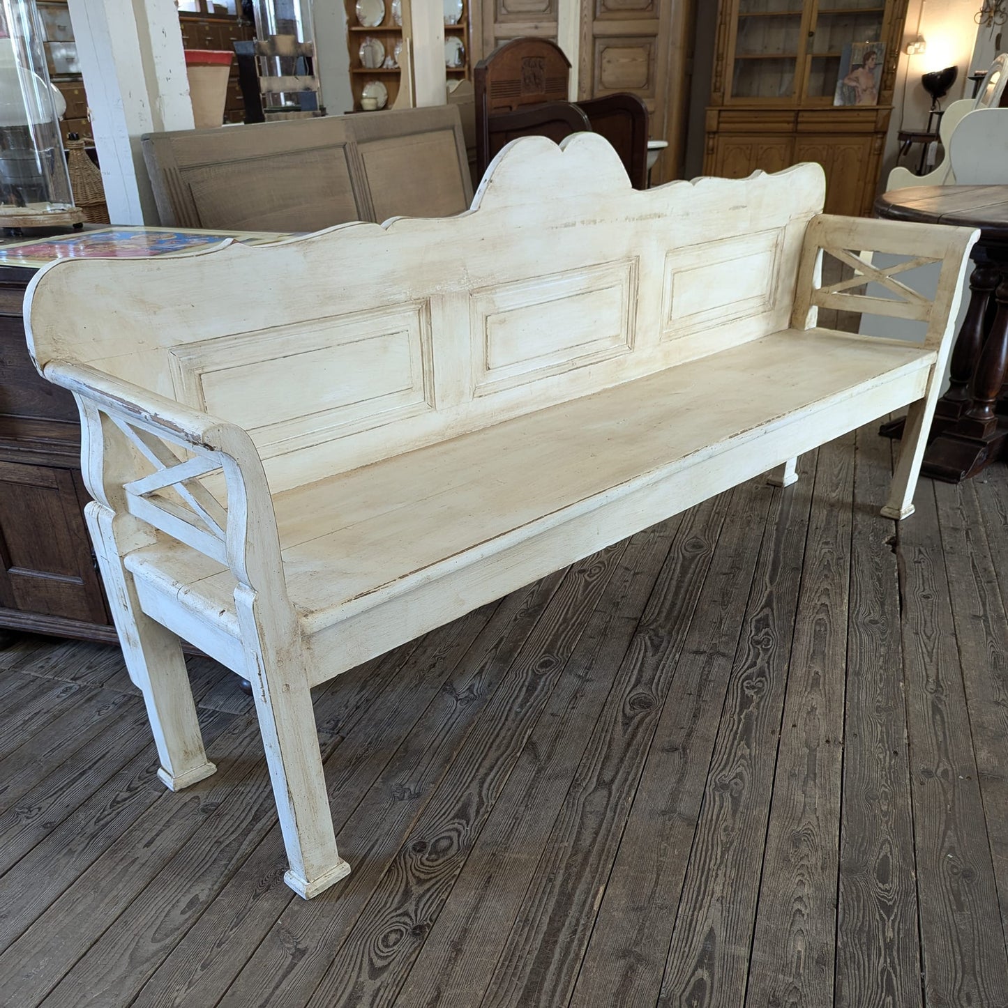 White Painted Wide Bench