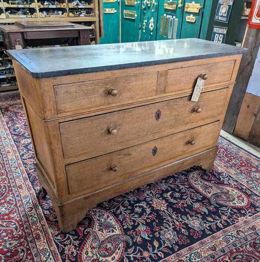 Oak Chest of Drawers with Black Marble Top