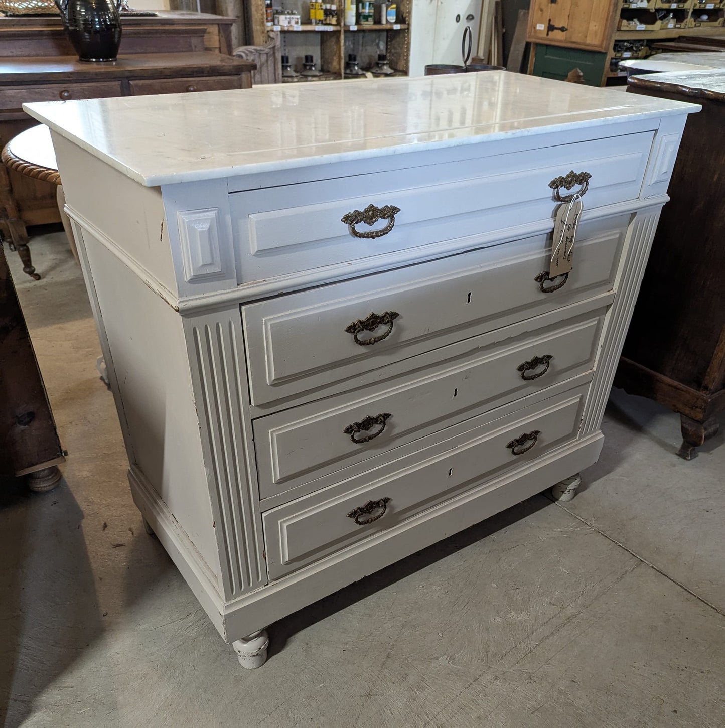 French White Marble Chest of Drawers