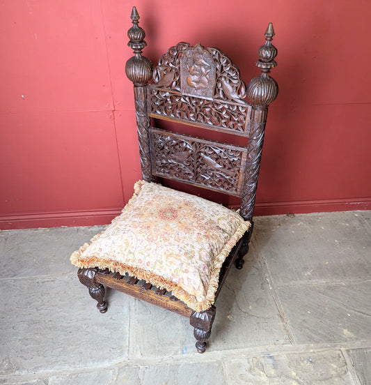 Carved Indian Slipper Chair