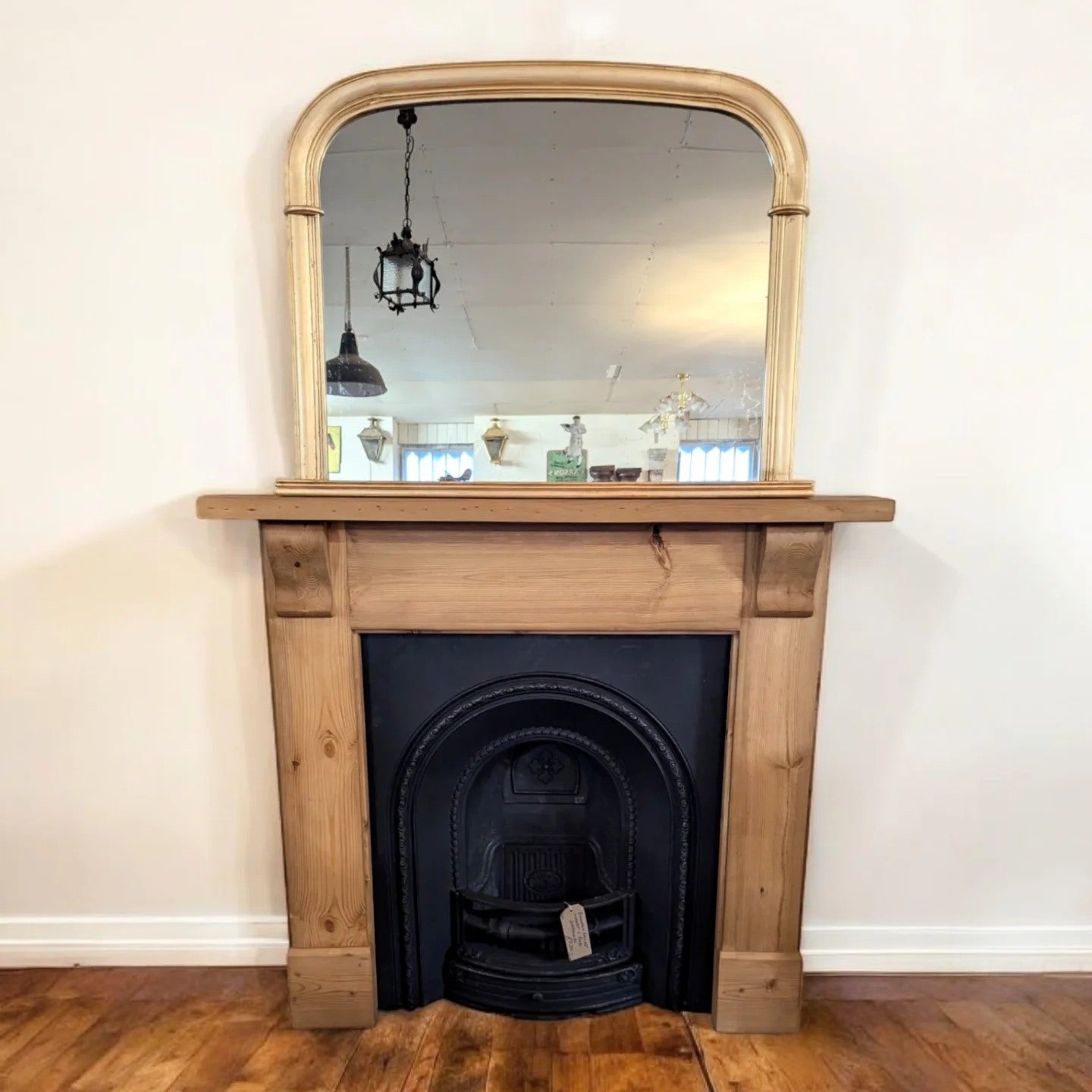 Overmantle Mirror with Aged Gold Finish