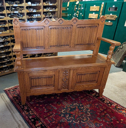 Heavily Carved Oak Settle