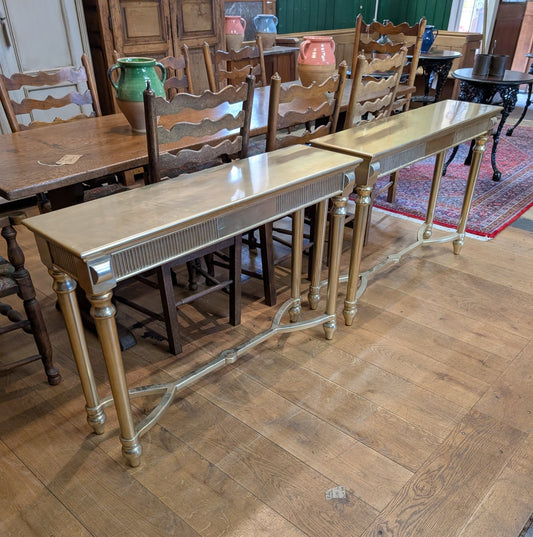 Pair of Modern Gold Painted Side Tables