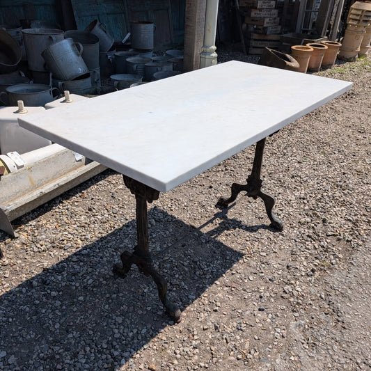 Iron Garden Table with Marble Top