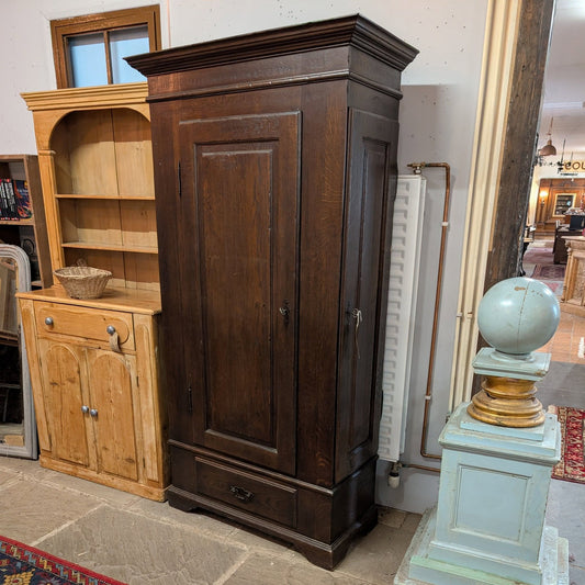 Dark Oak Linen Cupboard with Side Compartment