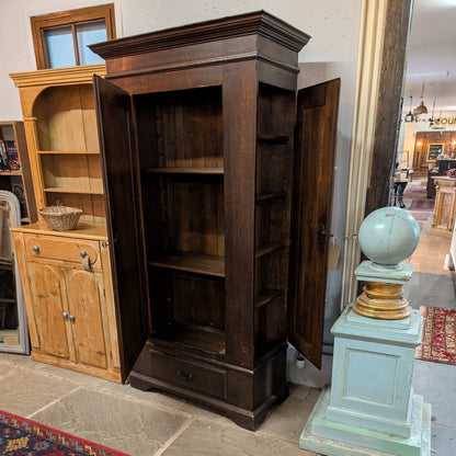 Dark Oak Linen Cupboard with Side Compartment