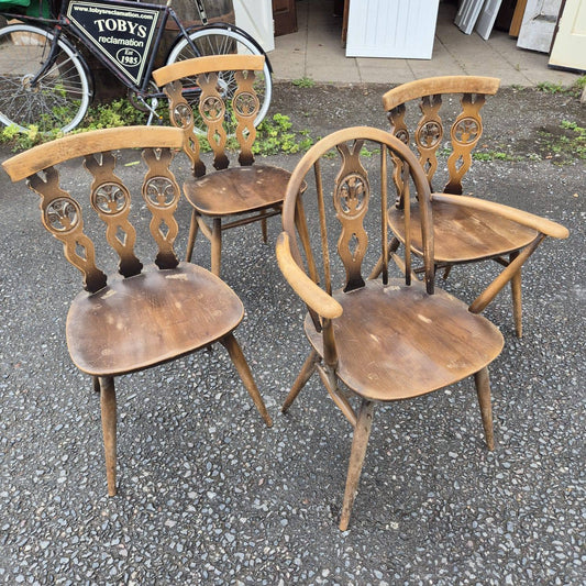 Set of 4 Ercol Fleur de Lys Chairs