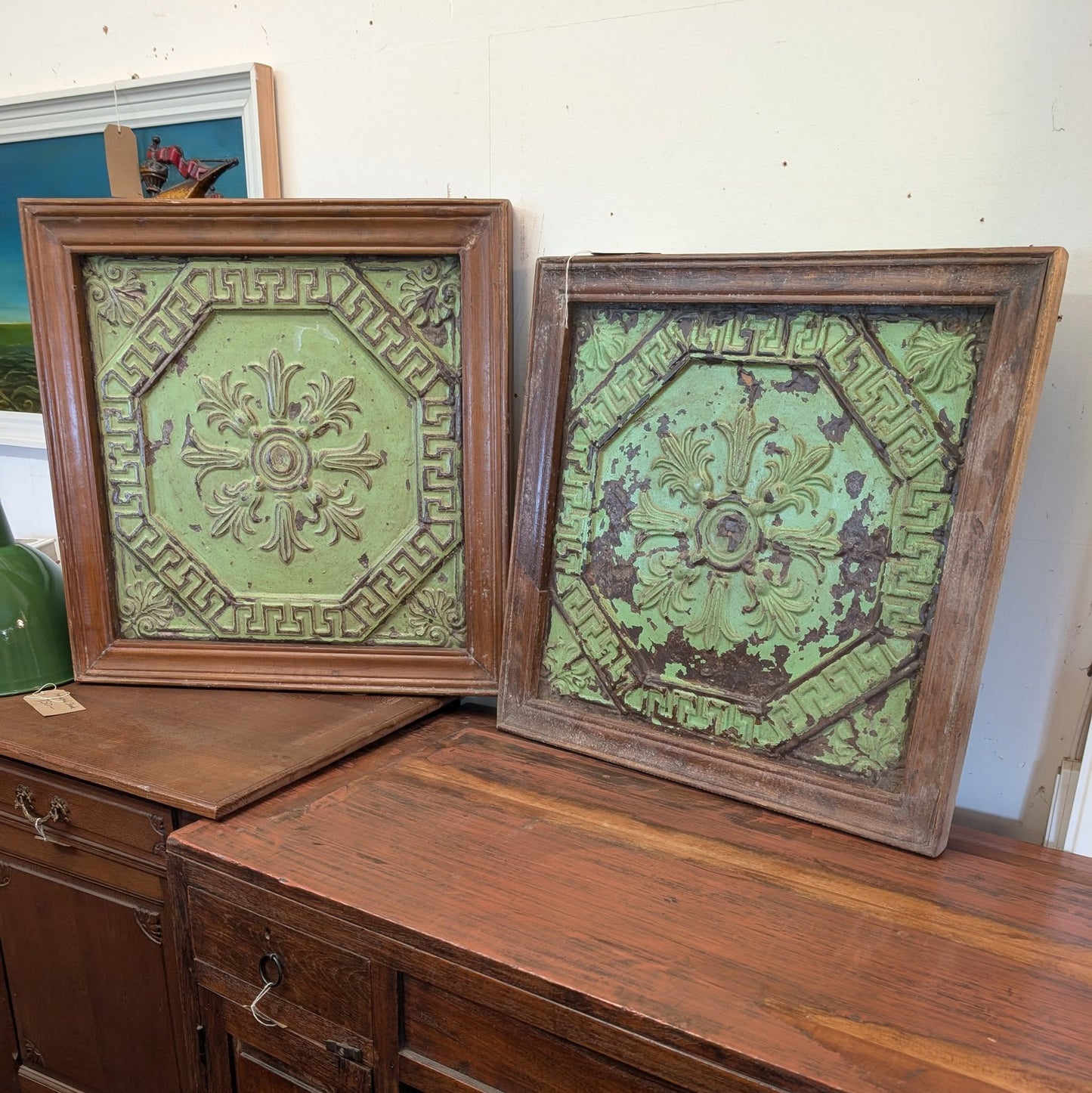 Metal Ceiling Panels in Teak Frames
