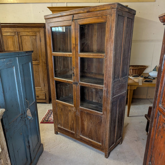 Dark Stained Glazed Teak Cupboard
