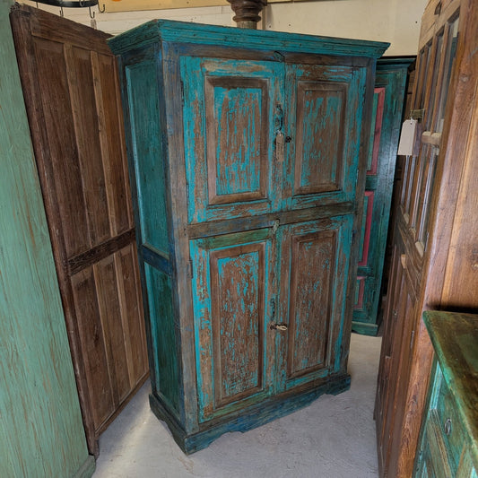 Colourful Painted Teak Cupboard