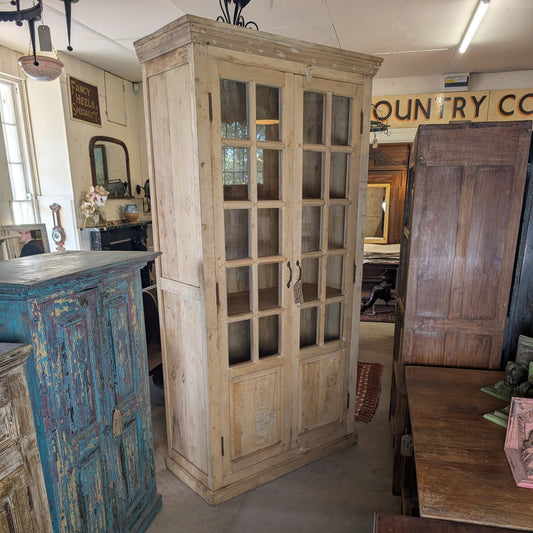 Large Stripped Teak Cupboard