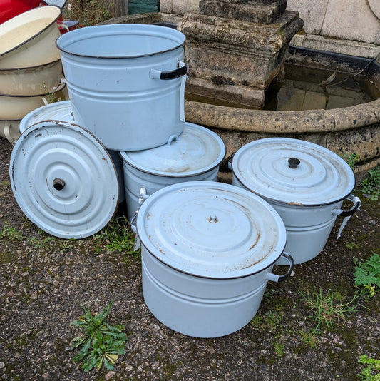 Pale Blue Enamel Pots