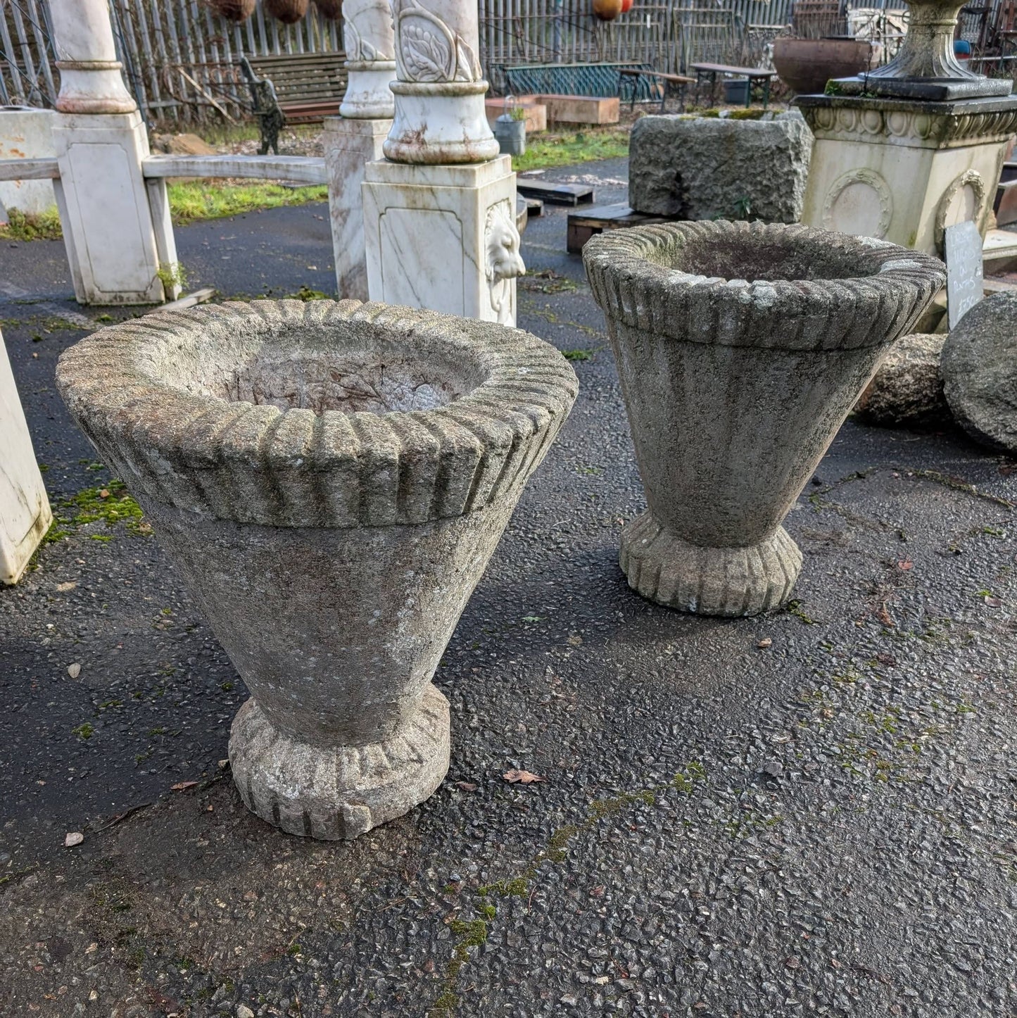 Pair of Big Concrete Planters