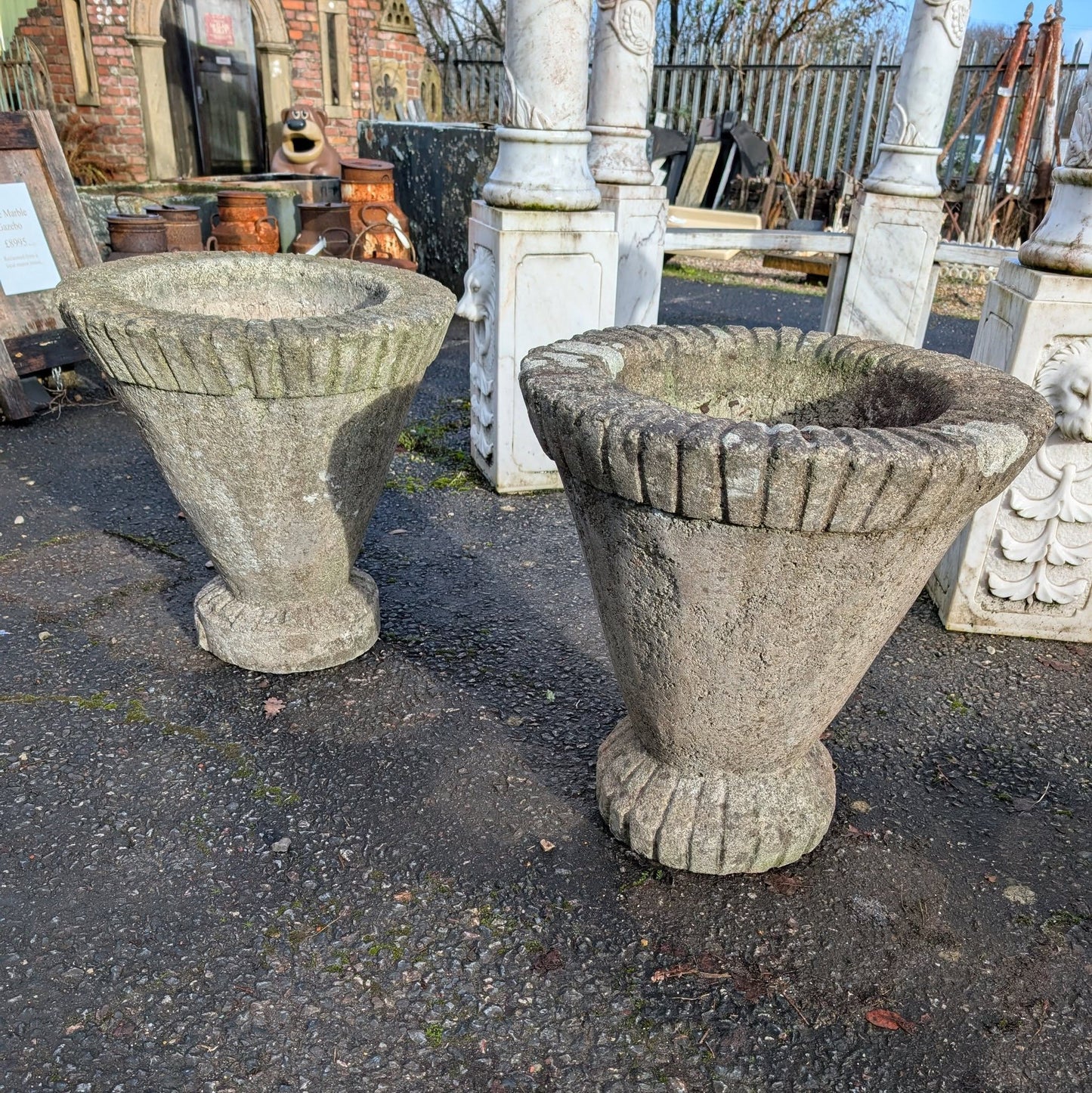 Pair of Big Concrete Planters