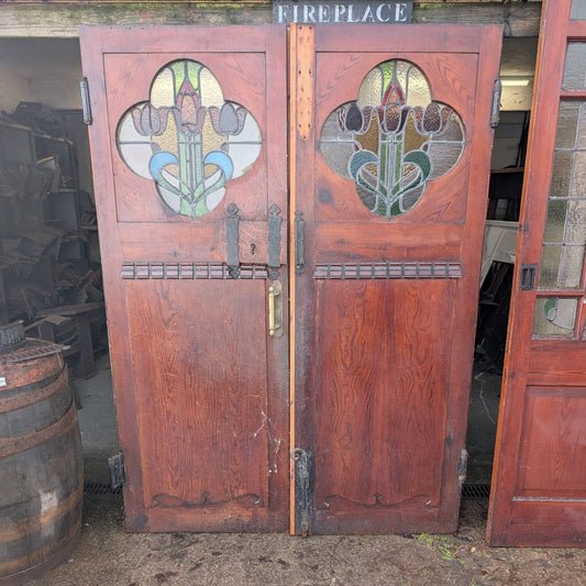 Pair of Stained Glass Church Doors