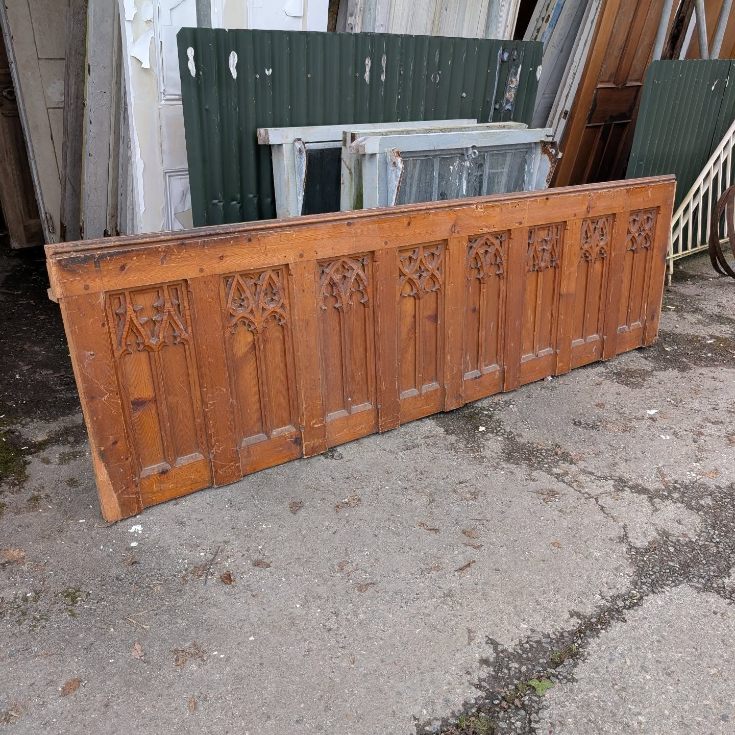 Victorian Pine Carved Church Panel