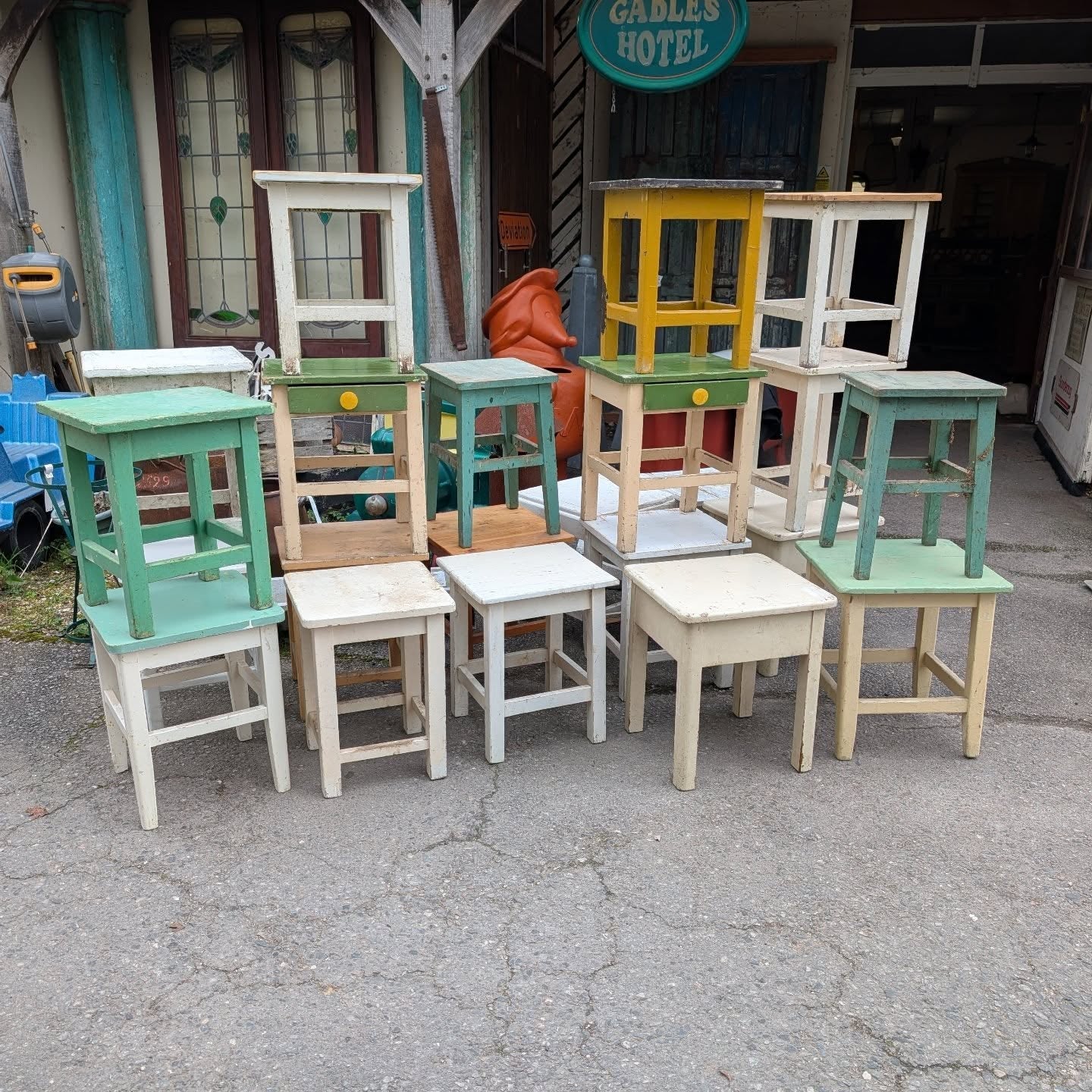 Rustic Little Hungarian Lamp Tables/Stools