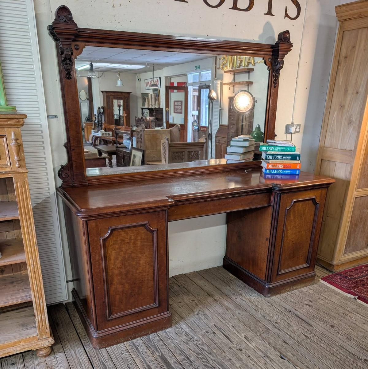 Large Antique Mirrored Sideboard